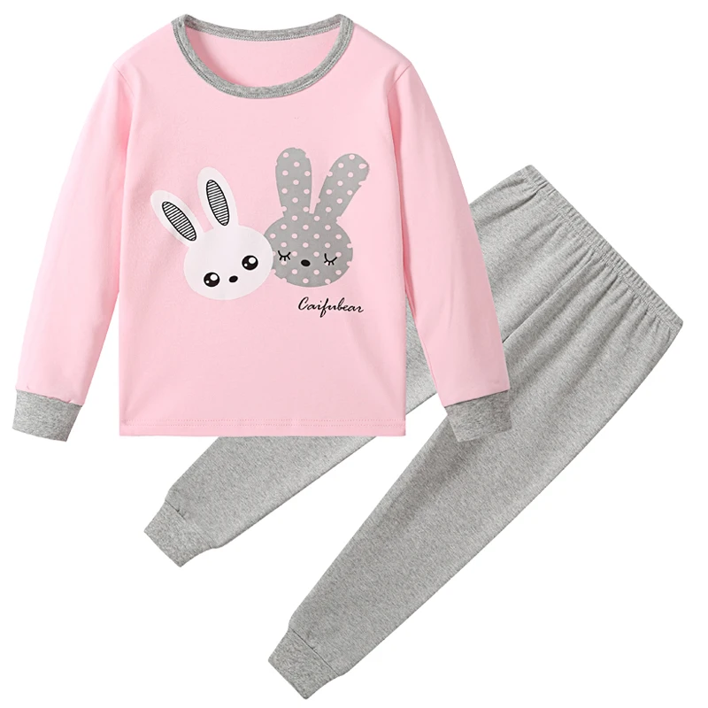 Comprar Conjuntos de pijamas de algodón para niños mantener el calor bebé niñas niños ropa de dibujos animados niños ropa de dormir de manga larga Tops Pantalones