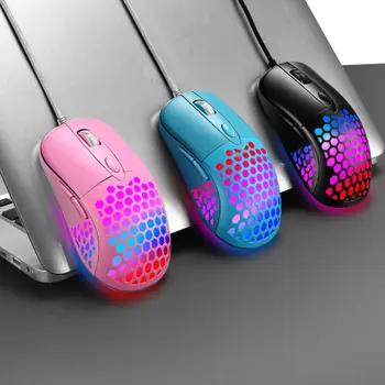 

2020 New Light Weight Wired Mouse Hollow-out Honeycomb Shell Gaming Mouce RGB Mice 6Key