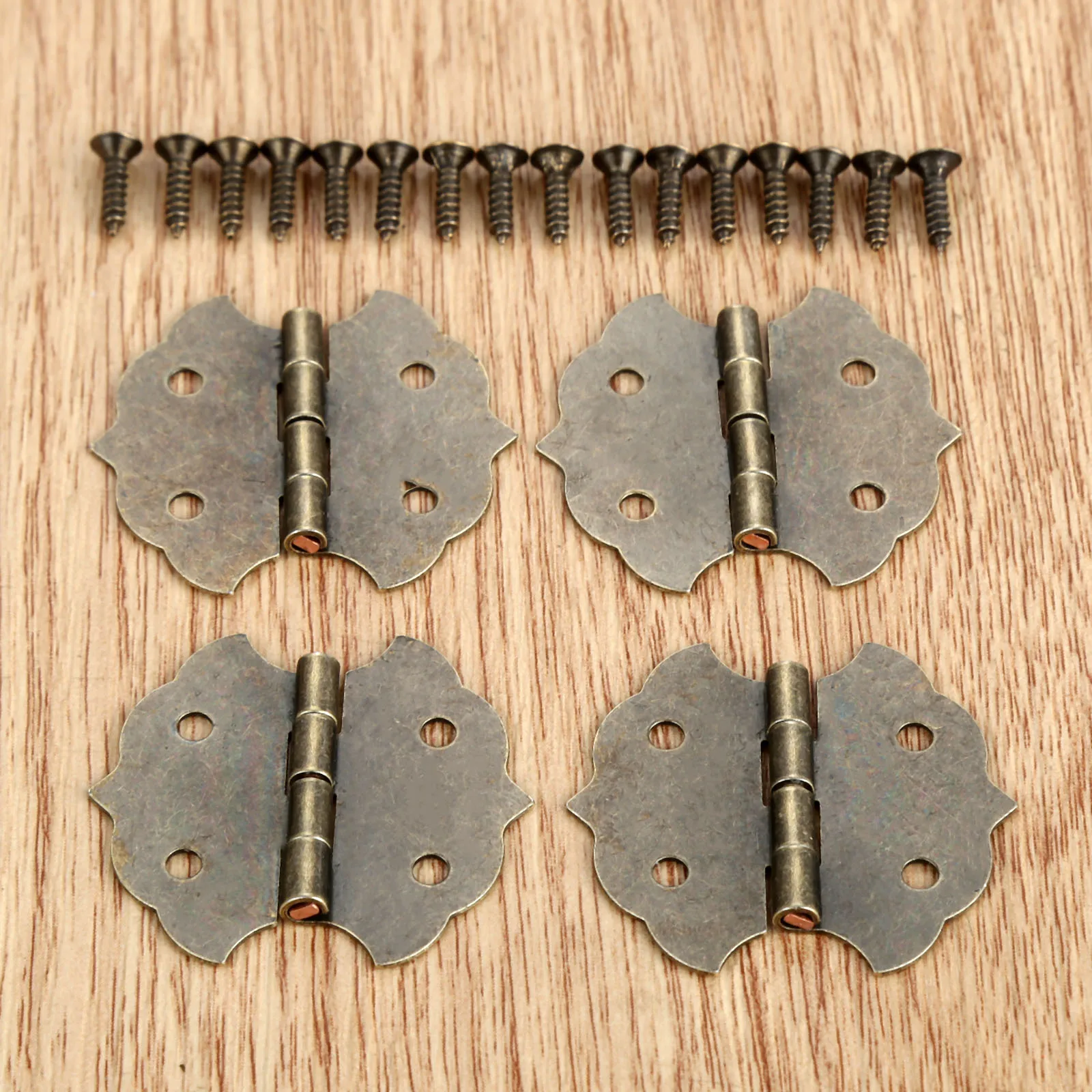 4pcs Vintage Wooden Jewelry Boxes Decorative Hinge Antique Flower