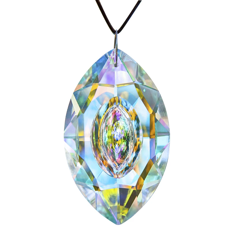 

H&D 76mm Horse Eye Crystal Pendant AB-Colored Chandelier Crystals Prisms DIY Lighting Accessories Hanging Ornament Home Decor
