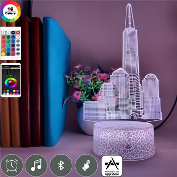 

Smart Phone Control Empire State Building 3D LED Nightlight USB 7 Color Change Mood Bedroom Table Lamp Friends Family Gifts