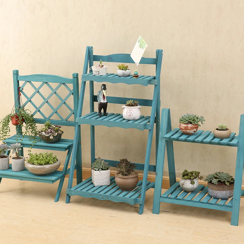 Multi Layers Solid Wood Plant Stand Mediterranean Vintage Plant Shelf Desk Flower Rack Flower Stand Garden Stand Storage Rack