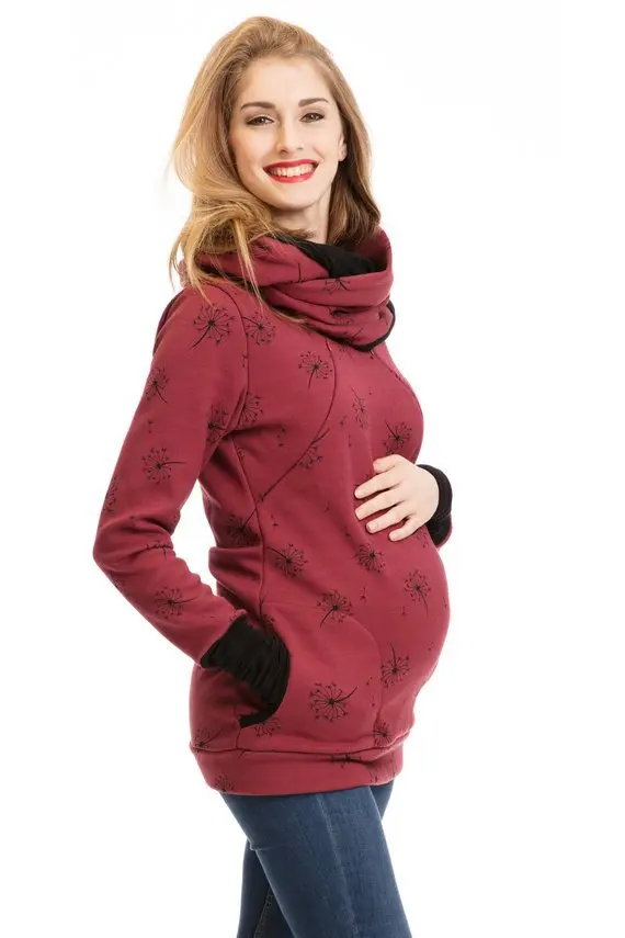 Pregnancy Lactation Clothes Maternity Nursing Shirts Sweater+Scarf Jacket Pregnant Women Breastfeeding Printing Hooded T-Shirt