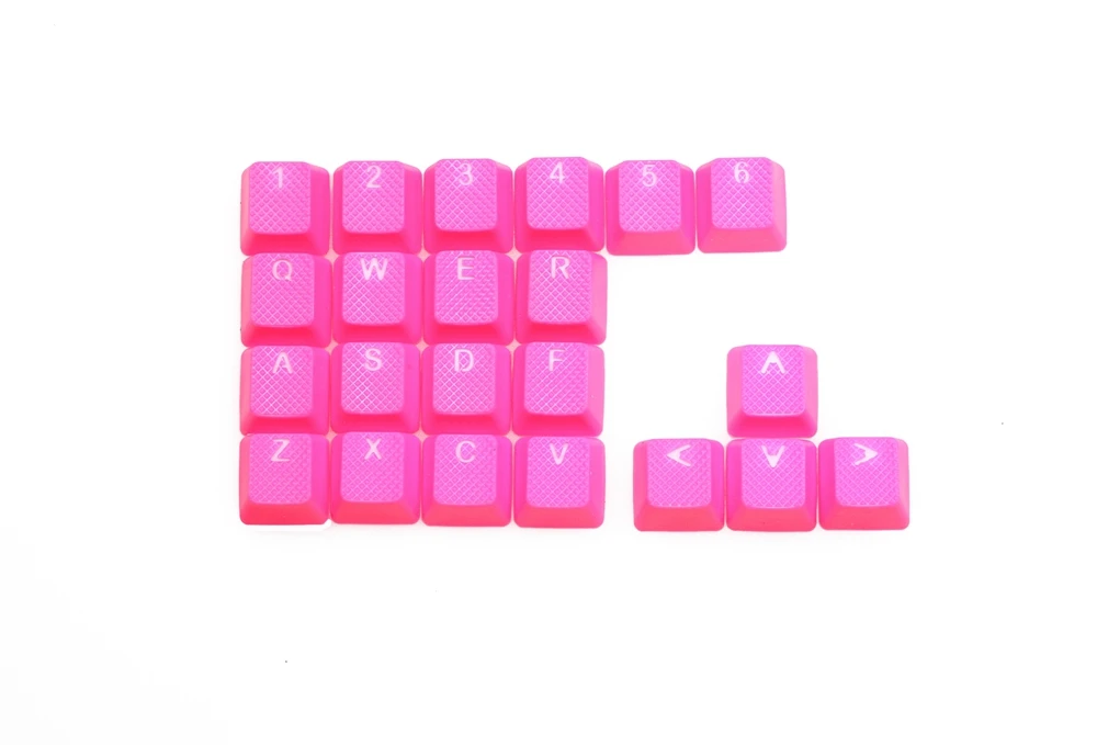 22 teclas, magenta, roxo, neon, verde, amarelo, azul claro