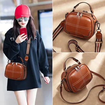 

WxfbBaby Luxury Single Shoulder crossbody bags PU Korean Zipper women leather handbags Brown ladies party handbag dropshipping