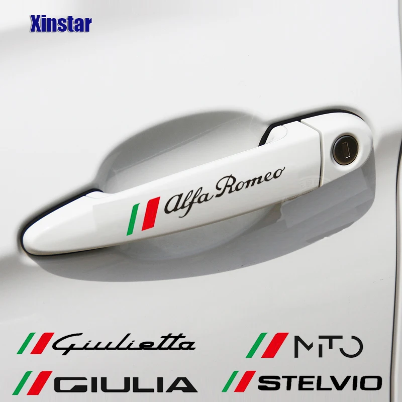 4 шт. наклейки на дверные ручки автомобиля для Alfa Romeo Giulia Giulietta 159 156 MITO Stelvio 147 Sportiva