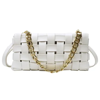 

Summer straw small bag for women white leather woven bag 2020 new fashion one shoulder Woven messenger handbag