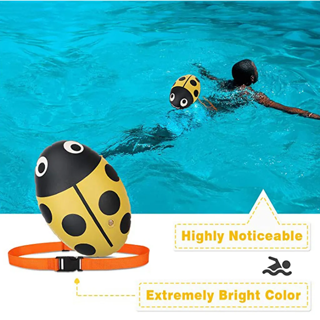 2Pcs Safety Swim Buoy Tow Float Air Bag for Open Water Swimming Snorkeling 
