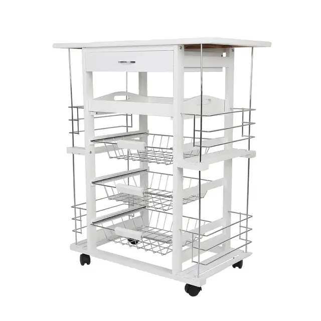 4 Layer Mobile Shelf Trolley Rack Narrow Space Shelving Rolling