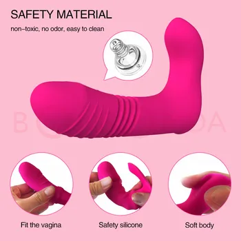 Telescopic Vibrator for Woman Wearable Heating Butterfly Dildo Panties Vibrators Adult Sex Toys Anal G Spot Clitoris Stimulator 4