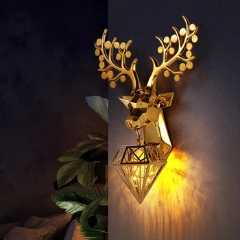

Lucky Deer Head Wall Lamp European Creative Living Room Decoration Wall Light led Lights Decoration For Bedroom Background Wall