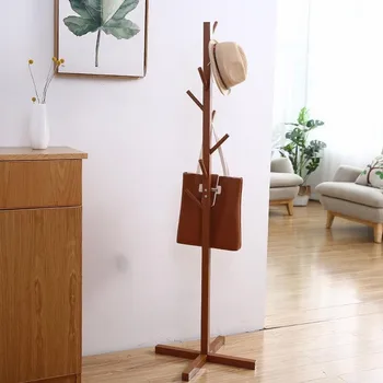 

Solid Wood Hanger Floor Standing Coat Rack Creative Home Furniture Clothes Hanging Storage Rack Wood Hanger Bedroom Drying Rack
