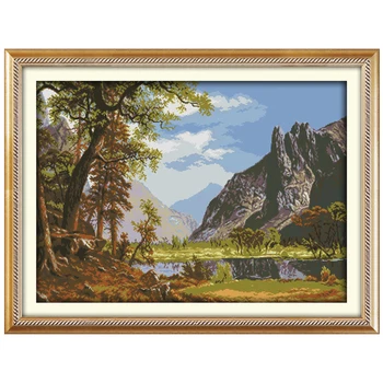 

landscape of lakes and hills counted 11CT 14CT DIY kit Chinese wholesale Cross Stitch embroidery needlework Sets home decor