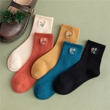 SP& CITY, 5 пар, японский стиль, Цветочная вышивка, женские носки в стиле хараджуку, однотонные повседневные хлопковые носки для женщин, дышащие носки, трендовые