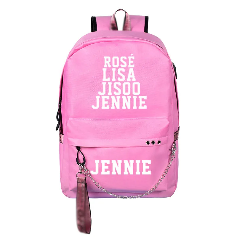 BlackPink Rose Lisa JENNIE USB Рюкзак Школьные сумки черный розовый Mochila дорожные сумки для ноутбука наушники USB порт