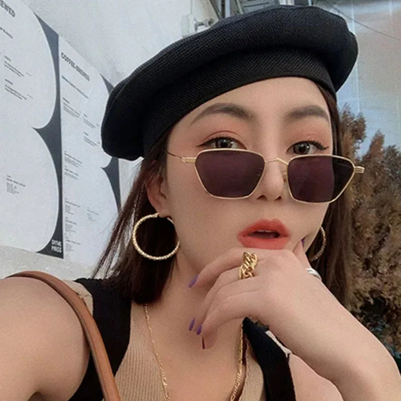 

Vintage Small Square Sunglasses Women Metal Frame Fishing Glasses Gold Tea Eyewear Lentes De Sol Hombre Okulary UV400