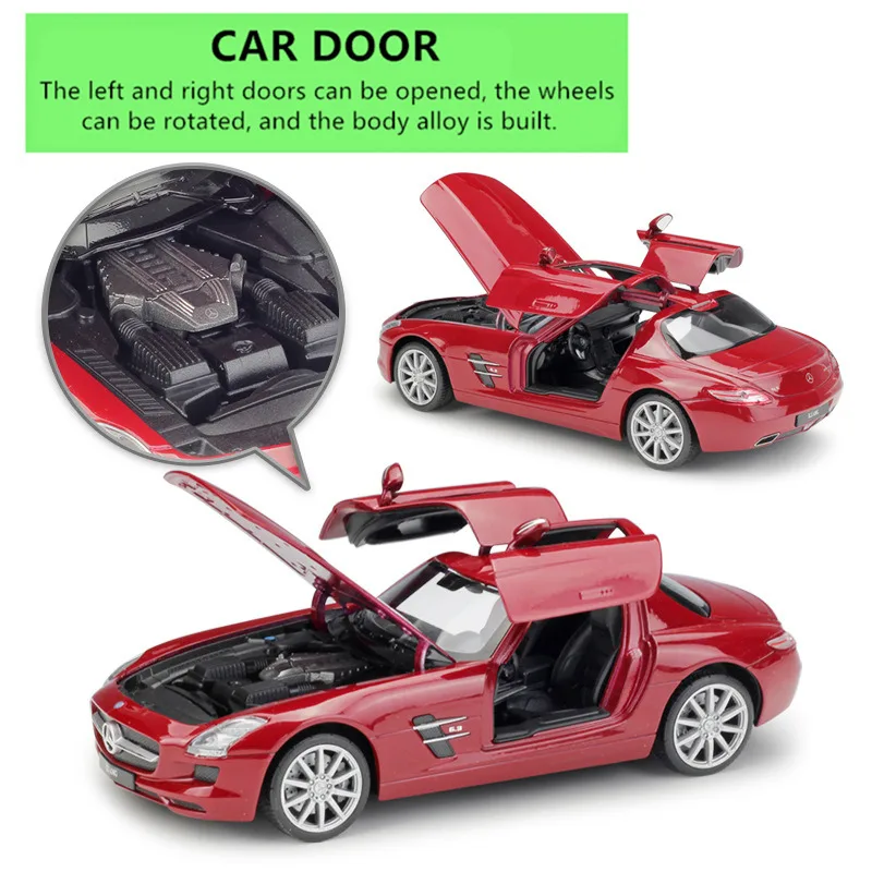 Модель спортивного автомобиля WELLY 1:24 Mercedes Benz SLS AMG модель из сплава декоративная