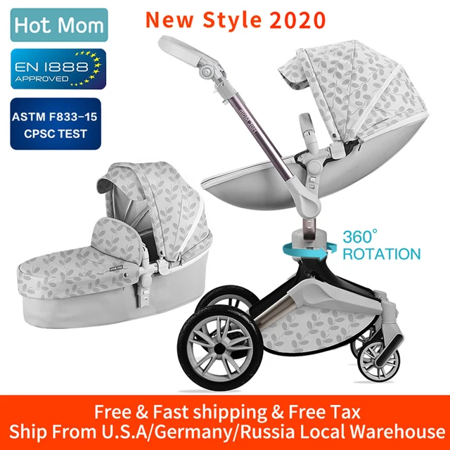 $US $74.76  Hot Mom Baby Stroller 3 in 1 travel system with bassinet and car seat 360° Rotation FunctionLuxury 