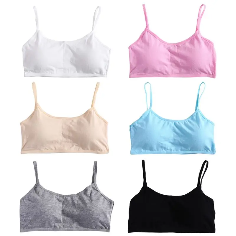 4PCS Girl's Seamless Cami Bra with Removable Padding Young, Training Bra  For Kids Teens Puberty 7-12Y