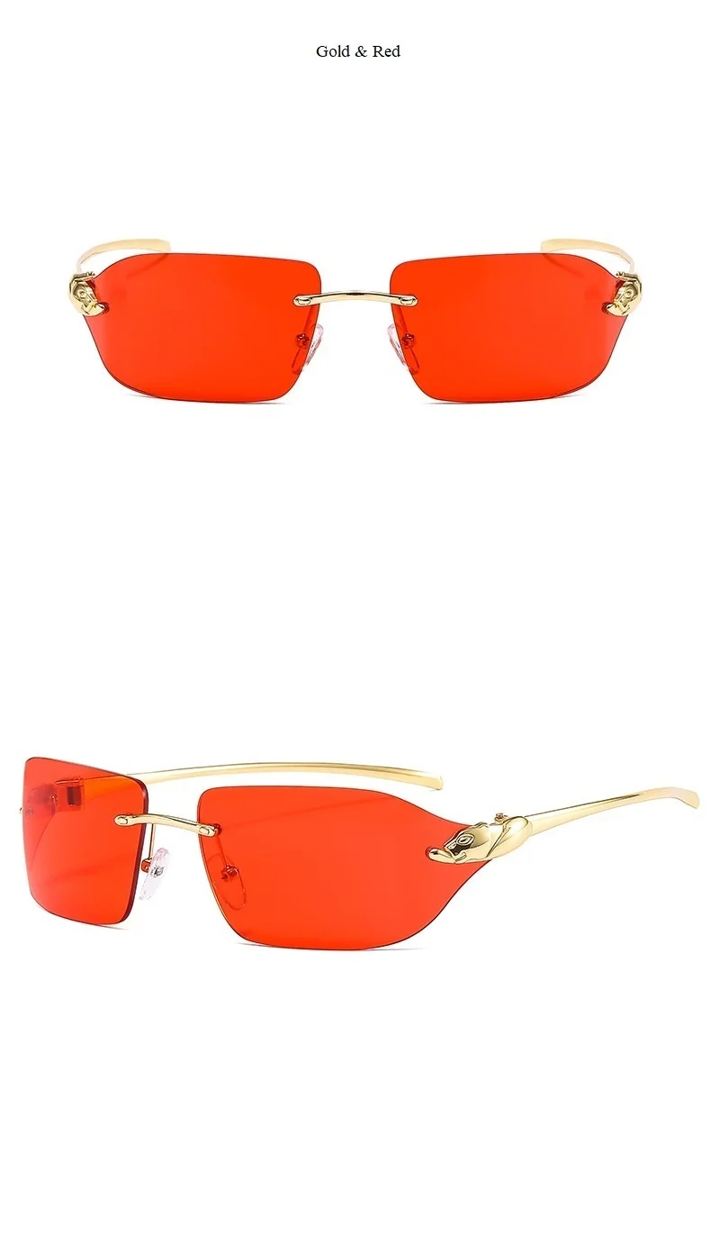2021 New Luxury Brand Alloy Rimless Leopard Sunglasses For Women Vintage Gradient Square Sun Glasses Men Retro Uv400 Pilot Shade reader sunglasses