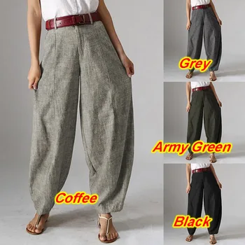 

Plus Size Women's Harem Trousers ZANZEA 2020 Autumn Casual Baggy Pants Kaftan Front Zipper Pantalon Cropped Pant Woman Palazzo