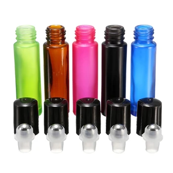 

5pcs Mixed Colorful 10ml Roll On Glass Bottle Essential Oil Perfume Roller Ball