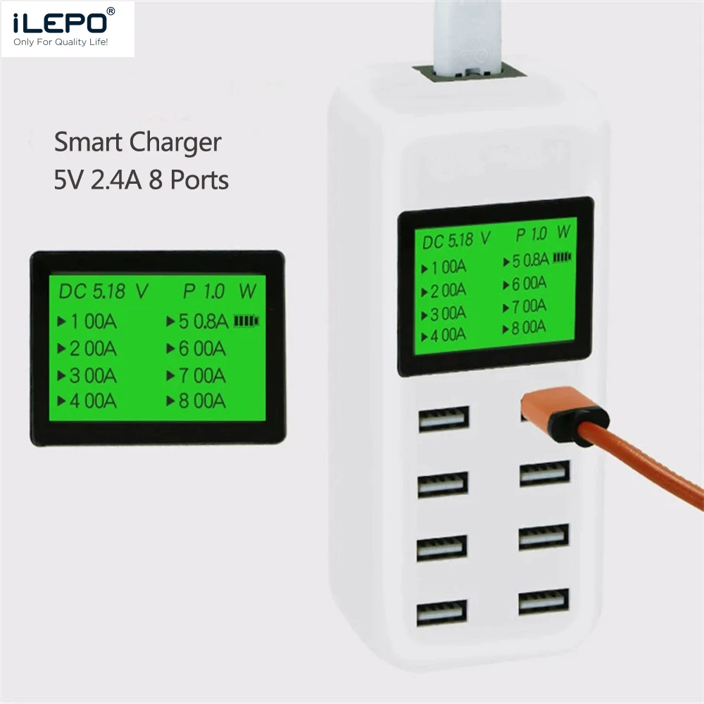 

Зарядное устройство ILEPO с 8 USB-портами, 5 В, 2,4 А