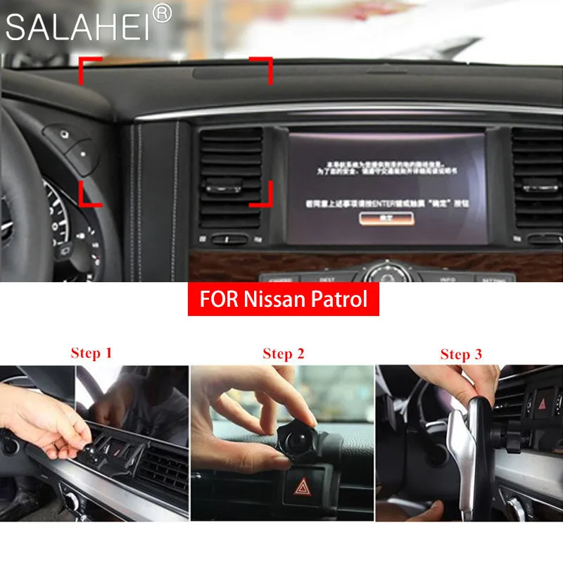 

For Nissan Patrol Y62 Armada 2010 2011 2012 2013 2014-2019 Auto Car Smart Cell Hand Phone Holder Air Vent Cradles Mounts Stand