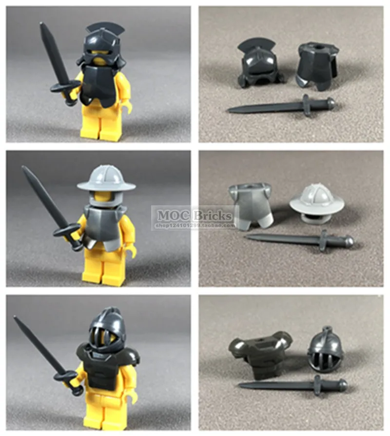 

Castle Knights Figure Weapon Helmet Breastplates Armour Bricks Rome Soldier Spartacus Warrior Cavalry Accessories MOC Blocks Toy