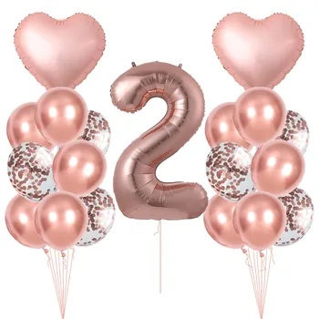 

19pcs/set Birthday Balloons Rose Gold Number Ballons 1 3 4 5 6 7 8 9 Years Birthday Party Decorations Kids Boy Girl Baptism Deco