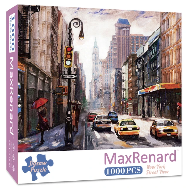 MaxRenard Puzzle 1000 Pieces Adult Puzzle Jigsaw 50*70cm Noble Deer Family Assembling Animal Photos Puzzles Toys for Adults New York Street View