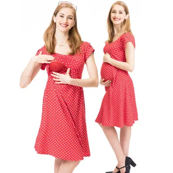 

2020 New Fashion Women Pregnant Maternity Nursing Polk Dot Breastfeeding Summer Casual Dress beach clothes for pregnant women