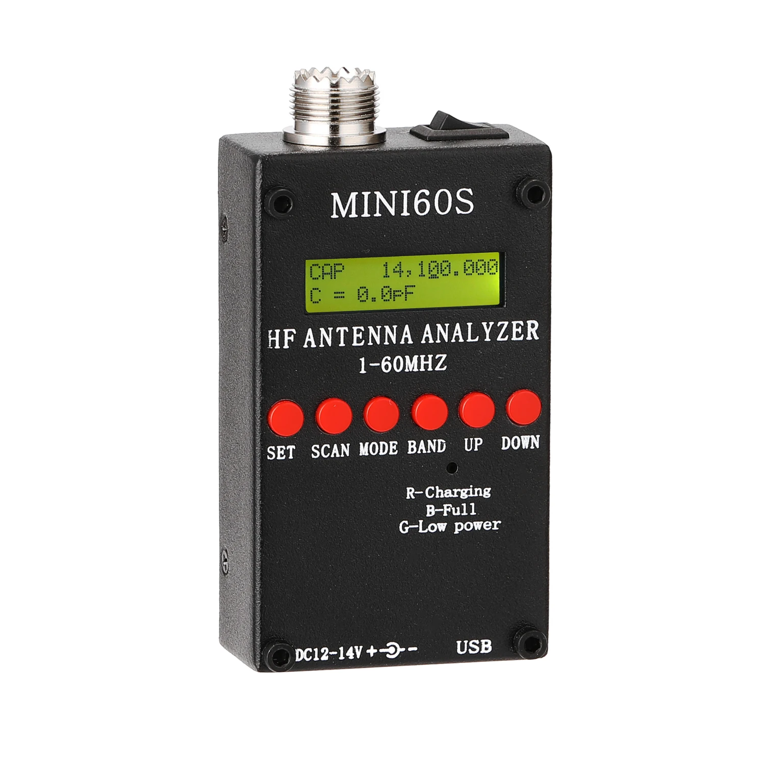 

Mini Professional 60MHz HF ANT SWR Antenna Analyzer Meter with BT Android APP PC Software for Ham Radio Hobbists