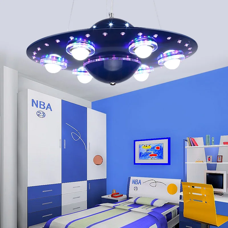 

New Creative Led Chandelier UFO Cartoons Children's Bedroom Chandeliers Remote Control Study Lustre Living room lighting