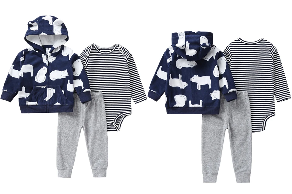 Комплект одежды для новорожденных девочек; хлопковое пальто с капюшоном; штаны; боди; комплекты из 3 предметов; зимняя хлопковая одежда для маленьких мальчиков; комплекты одежды