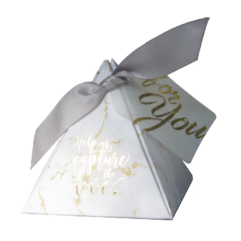 

20pcs/lot Triangular Pyramid gift box wedding favors and gifts candy box wedding gifts for guests wedding decoration