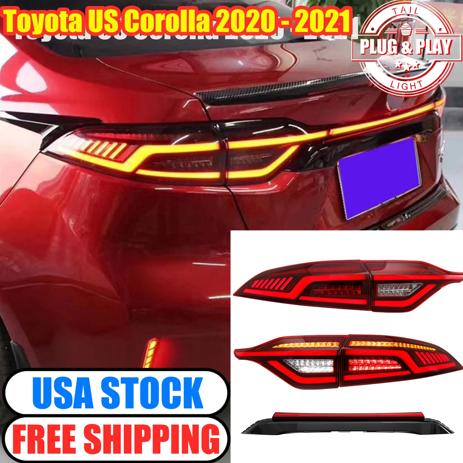 トヨタ　カローラ　セダン　LEDテールライト 多機能 赤 TT-ABC-2020 2023トヨタカローラLEDテールライト