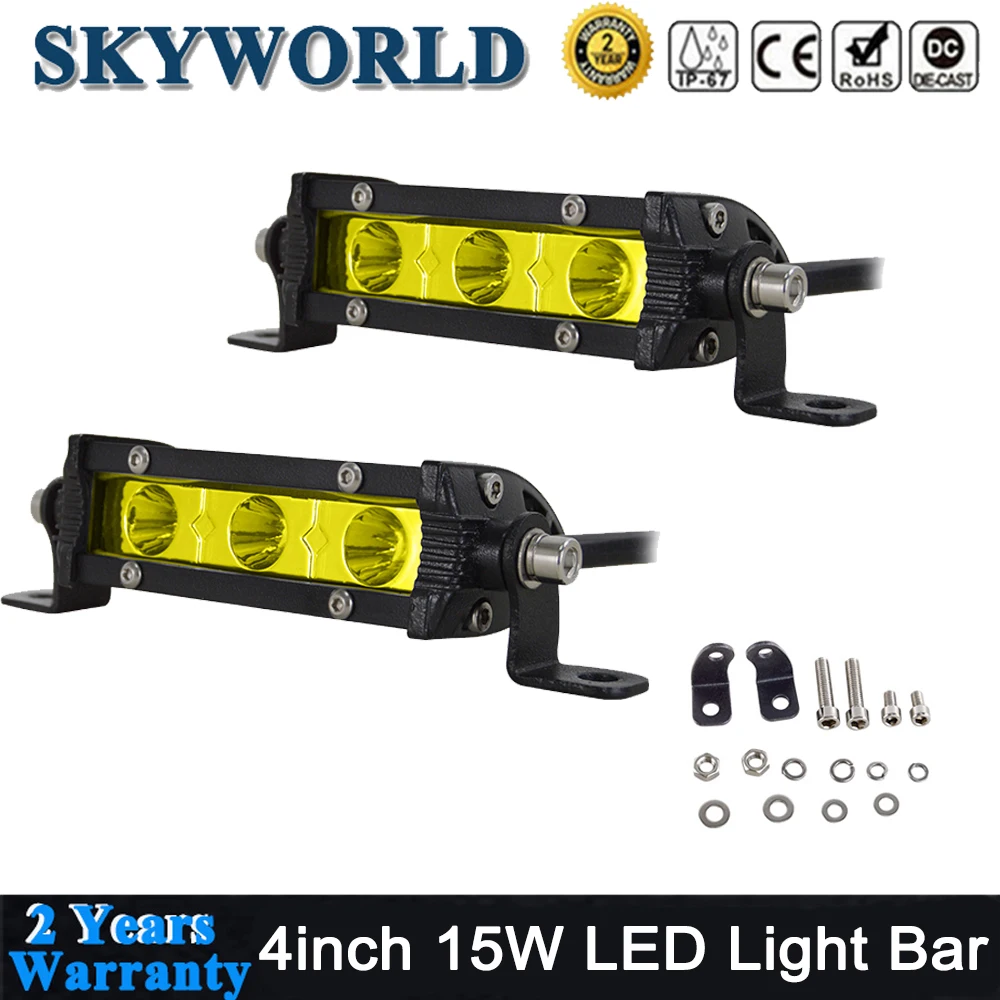 Amber 4inch 15W Spot Slim LED Work Light Bar Single Row Car SUV Off road Truck Amber 4inch 15W Spot Slim LED Work Light Bar Single Row Car SUV Off road Truck