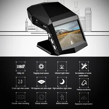 

1080P 2 Inch Car DVR Camera SD Card Video 140° Driving Recorder Cam G-Sensor Parking Monitor Driving DVR Recorder Car Camera