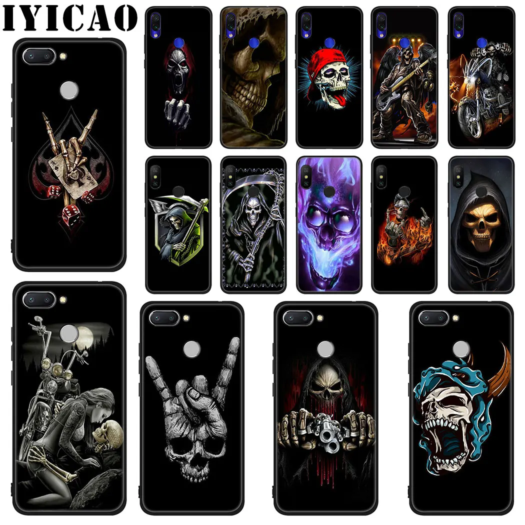 IYICAO Grim Reaper Skull Skeleton Soft Silicone Case for Xiaomi Redmi Go S2 K20 6 Pro 8A 7 7A 6A 5A 4A 5 Plus 4X |