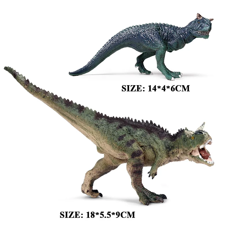 Oenux Юрский Плотоядный карнотаурус фигурки диких динозавров животных модель ПВХ Высококачественная коллекция детская игрушка - Цвет: 2pcs