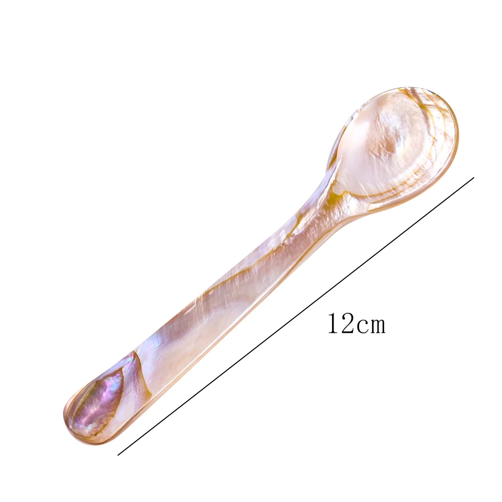 1PC 자연 조가비 껍질 아이스크림 커피 스푼 캐비어 스푼 진주 조개의 어머니 교반 숟가락 티스푼 주방 도구