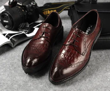 

Leather Shoes Round Toe Thick Bottomed Genuine Leather Shoes Men's Varved Leather Formal Wear Work Wear Wedding Shoes Oxfords