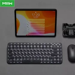 Miiiw blutooth duplo modo mini teclado 85 teclas 2.4ghz teclado de metal multi sistema sem fio para computador de escritório portátil tablet chave