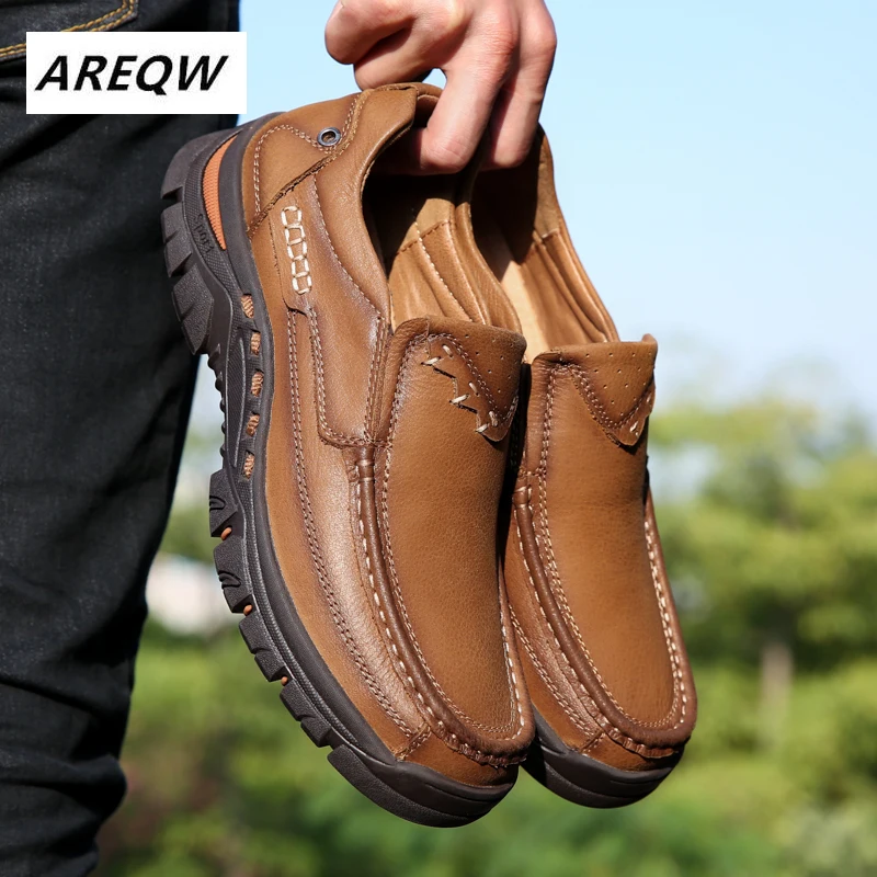 

Men Casual Shoes Genuine Leather Sneakers 2019 New Handmade Retro Leisure Loafers Shoes Zapatos Casuales Hombres Men Shoes