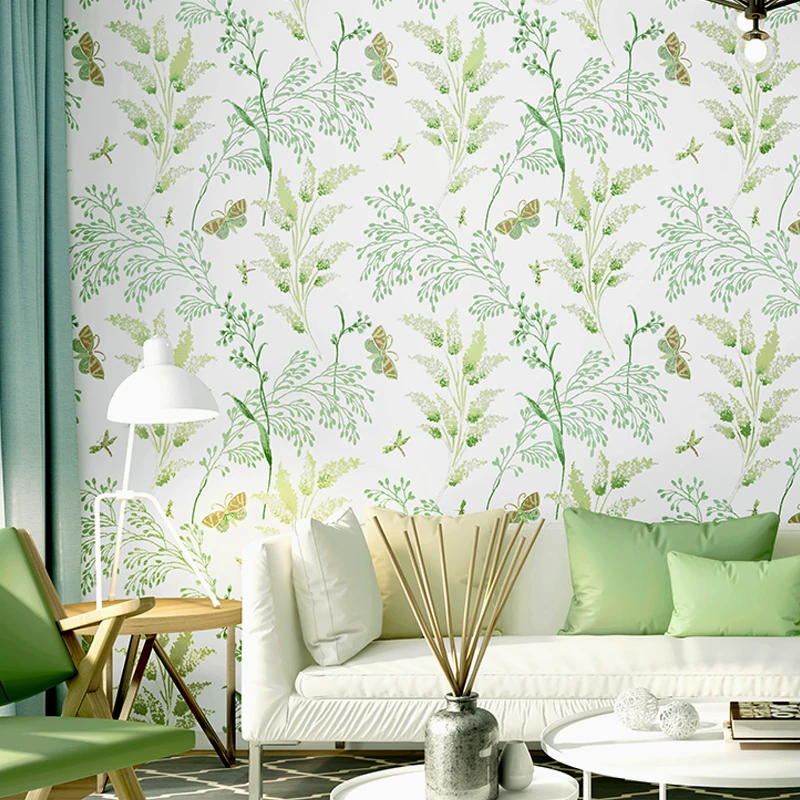 Modern Brief Occident Florals Pattern 3D Wallpaper Green Color Living Room Bedroom Paper Background Home Decor