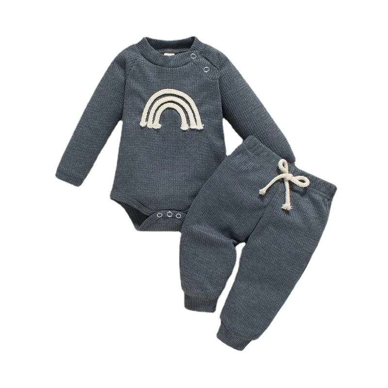 

Prowow Newborn Baby Boys Girls Clothes Suits Embroidery Rainbow DA Bodysuit Cotton Long Sleeve Jumpsuit Cute Lovely Baby's Sets