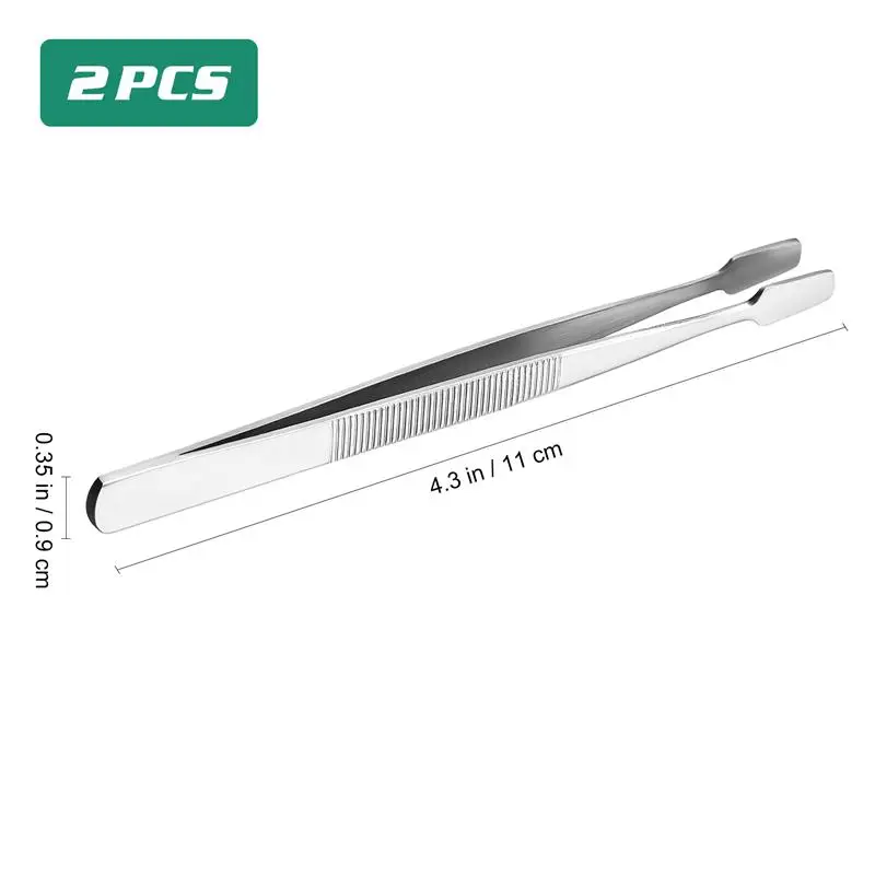 2pcs Stamp Tweezers Stainless Steel Philately Stamps Collector Tools Eyebrow Forceps Brazing Tweezers Tong