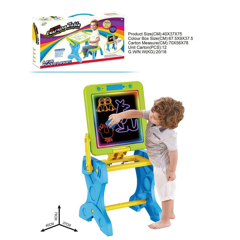

Hot Selling Multi-functional Fluorescent Drawing Board Baby Painting Toy Baby Play House Showing Stand