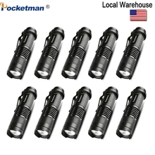 

Overseas warehouse10pcs Ultra Bright Portable LED Flashlight Camping Emergency Torch Light Q5 Linterna Adjustable Focus Aluminum